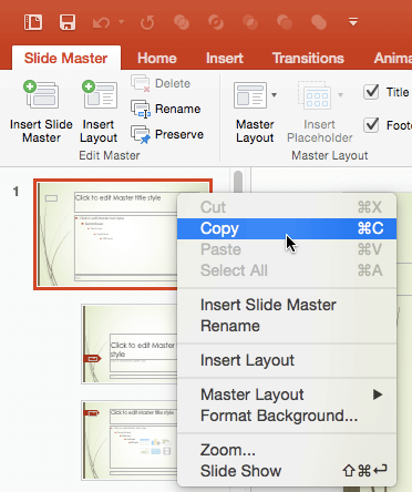 ppt for mac copy and paste a slide master from one presentation to another for mac